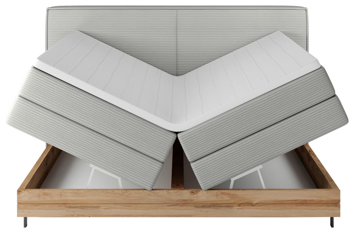 BOXSPRINGBETT 140/200 cm  in Grau  - Schwarz/Grau, Natur, Holz/Textil (140/200cm) - Valnatura