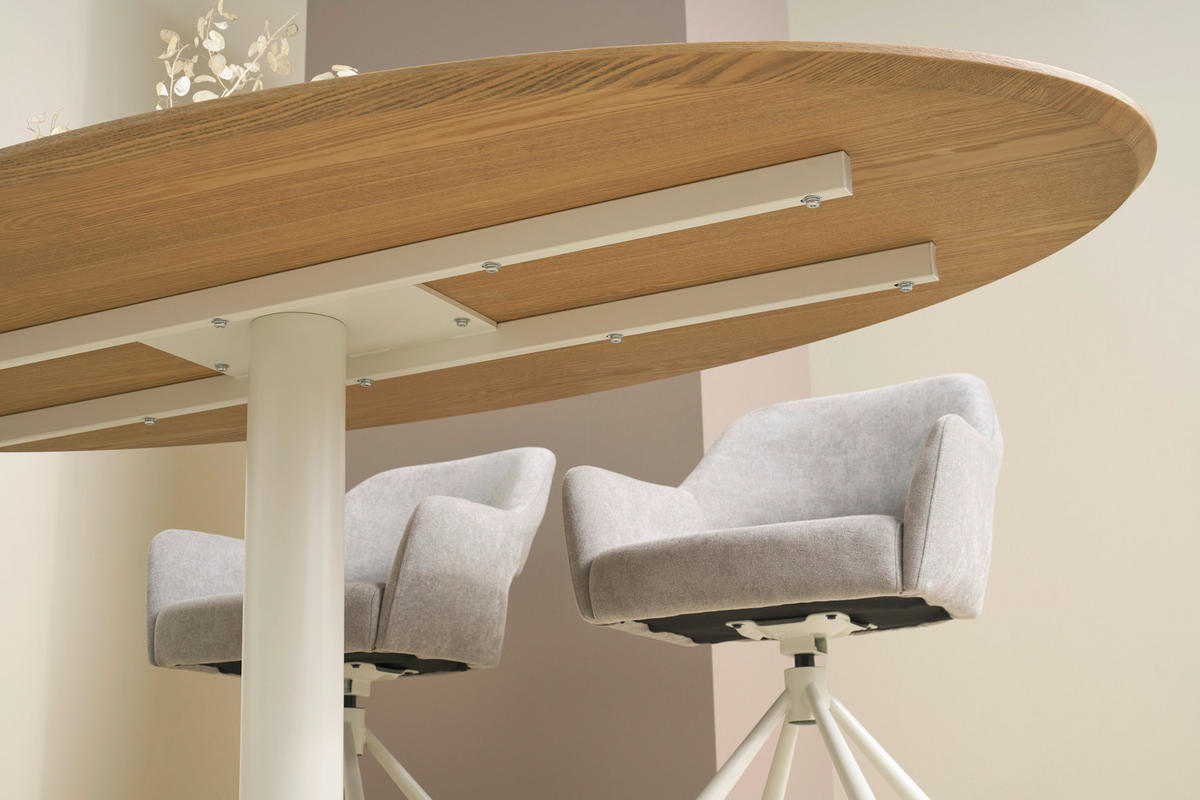 ESSTISCH 200/100/76 cm Echtholz  Metall, Holzwerkstoff in verschiedenen Größen erhältlich oval Eichefarben  - Eichefarben/Schwarz, MODERN, Holzwerkstoff/Metall (200/100/76cm) - Schöner Wohnen