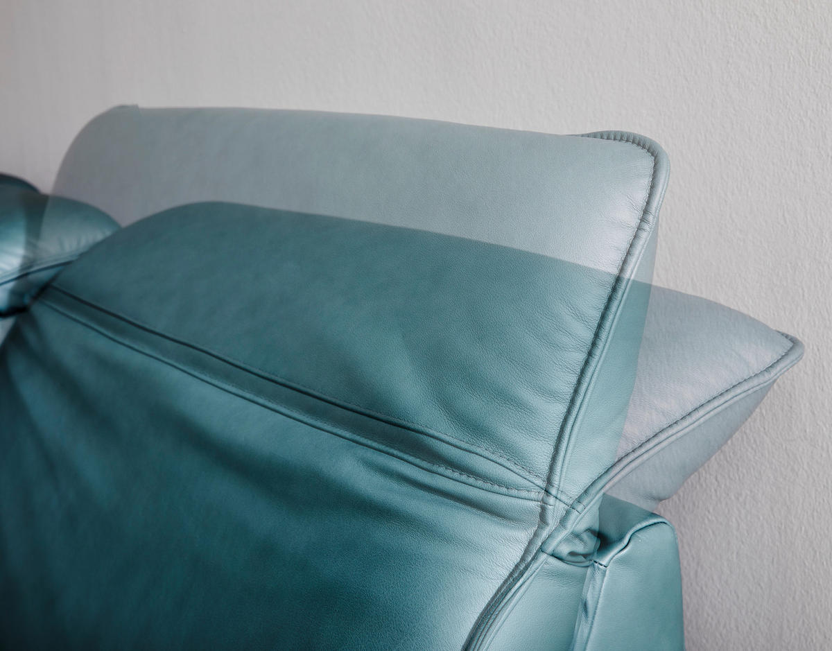 ECKSOFA Opal Echtleder  - Opal/Schwarz, Design, Leder/Metall (332/193cm) - Dieter Knoll