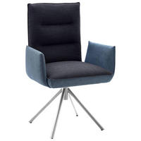 ARMLEHNSTUHL DREHBAR 360°  in Flachgewebe  - Blau/Edelstahlfarben, Design, Textil/Metall (59/93/59cm) - Dieter Knoll