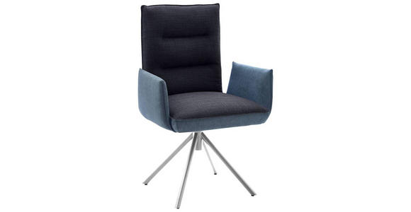 ARMLEHNSTUHL DREHBAR 360°  in Flachgewebe  - Blau/Edelstahlfarben, Design, Textil/Metall (59/93/59cm) - Dieter Knoll