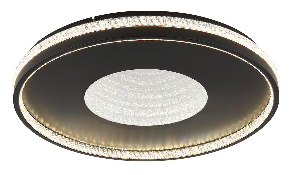 LED-DECKENLEUCHTE WALTRAUD 50/6,5 cm   - Klar/Schwarz, Trend, Kunststoff/Metall (50/6,5cm) - Globo