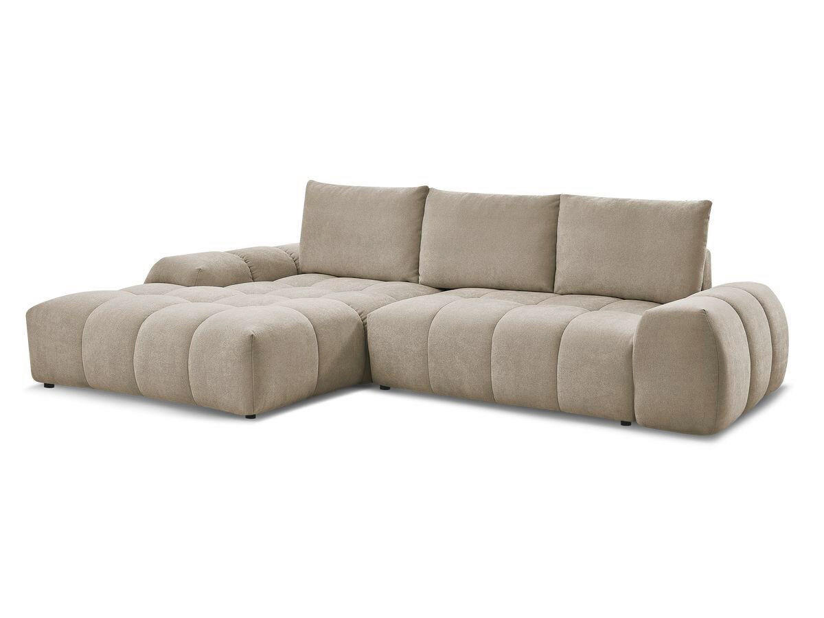 ECKSCHLAFSOFA EVEREST  mit Rücken echt, Armteil links, Armteil rechts Struktur Taupe  - Taupe/Schwarz, MODERN, Kunststoff/Textil (180/318cm) - Livetastic