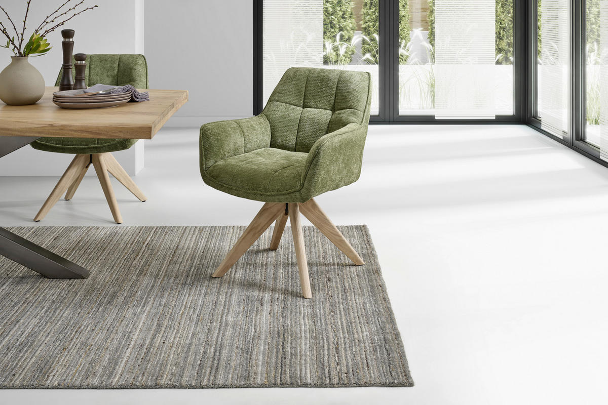 ARMLEHNSTUHL in Holz, Textil Grün, Eichefarben  - Eichefarben/Grün, Basics, Holz/Textil (64/85/62cm) - Livetastic