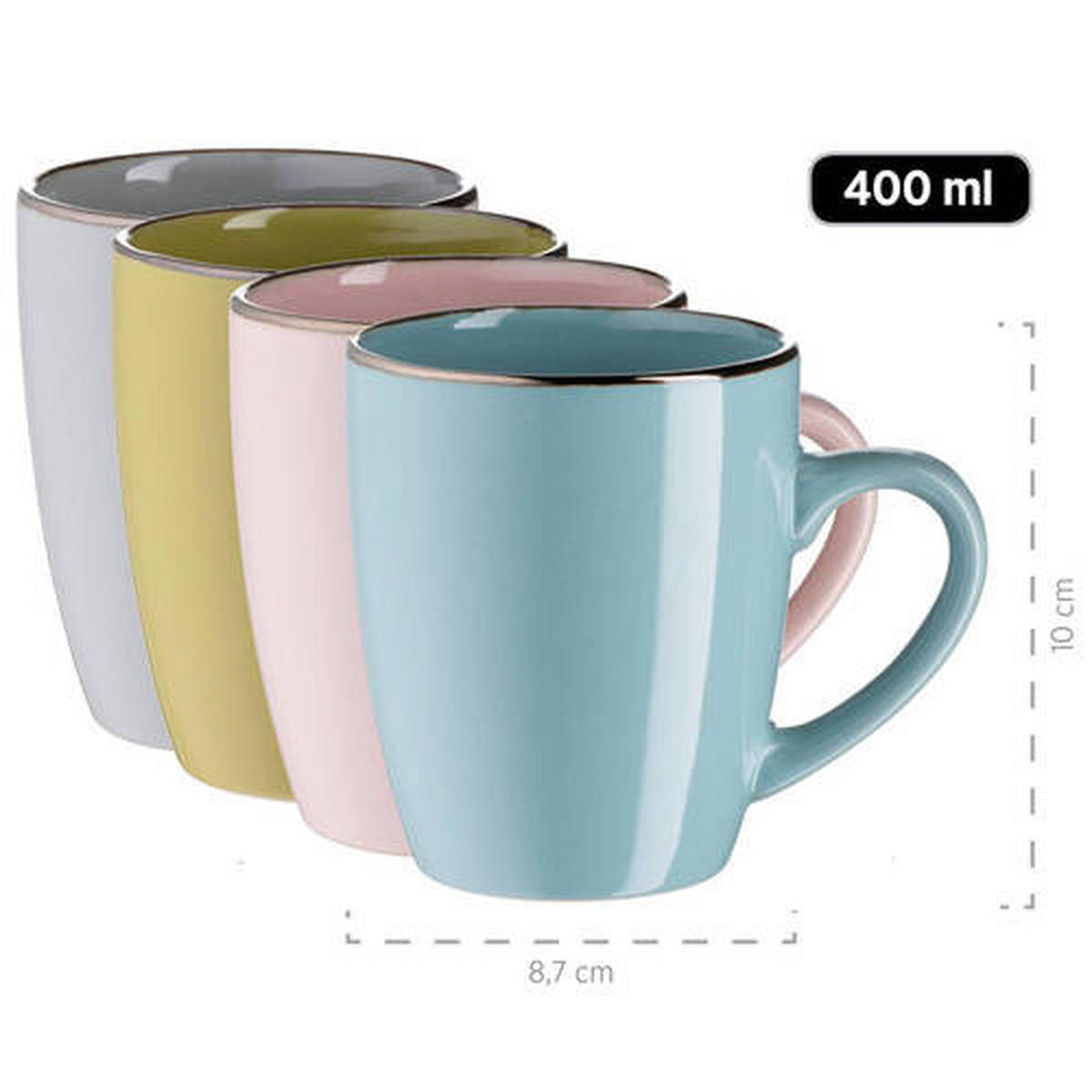 KOMBISERVICE Metallic Rim 16-teilig  - Blau/Rosa, Basics, Keramik (37/23,5/32,3cm) - Mäser