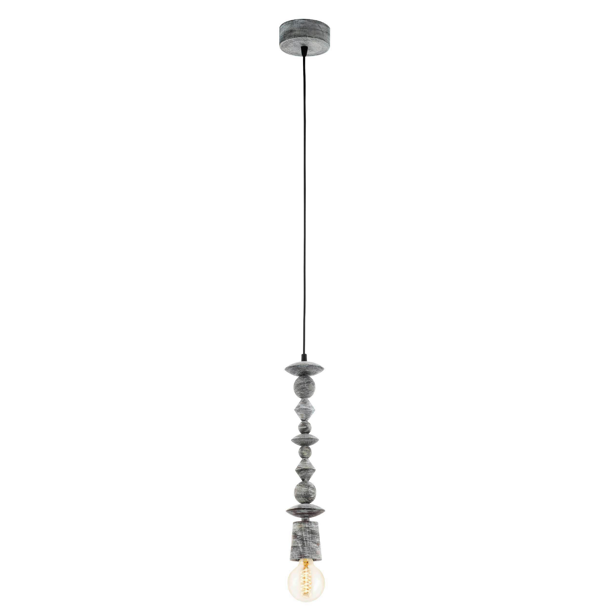 HÄNGELEUCHTE 8/110 cm    - Schwarz, Konventionell, Holz (8/110cm) - Eglo
