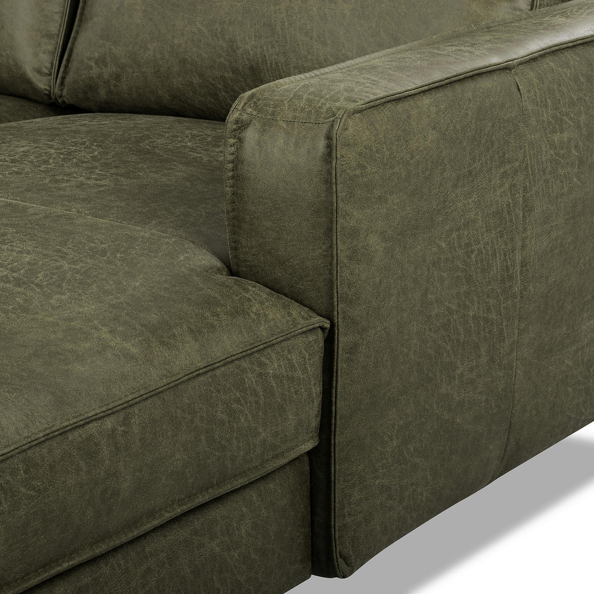 ECKSOFA Grün Echtleder Lederlook Bettkasten, Schlaffunktion, Rücken echt  - Schwarz/Grün, Design, Leder/Textil (166/238cm) - Livetastic
