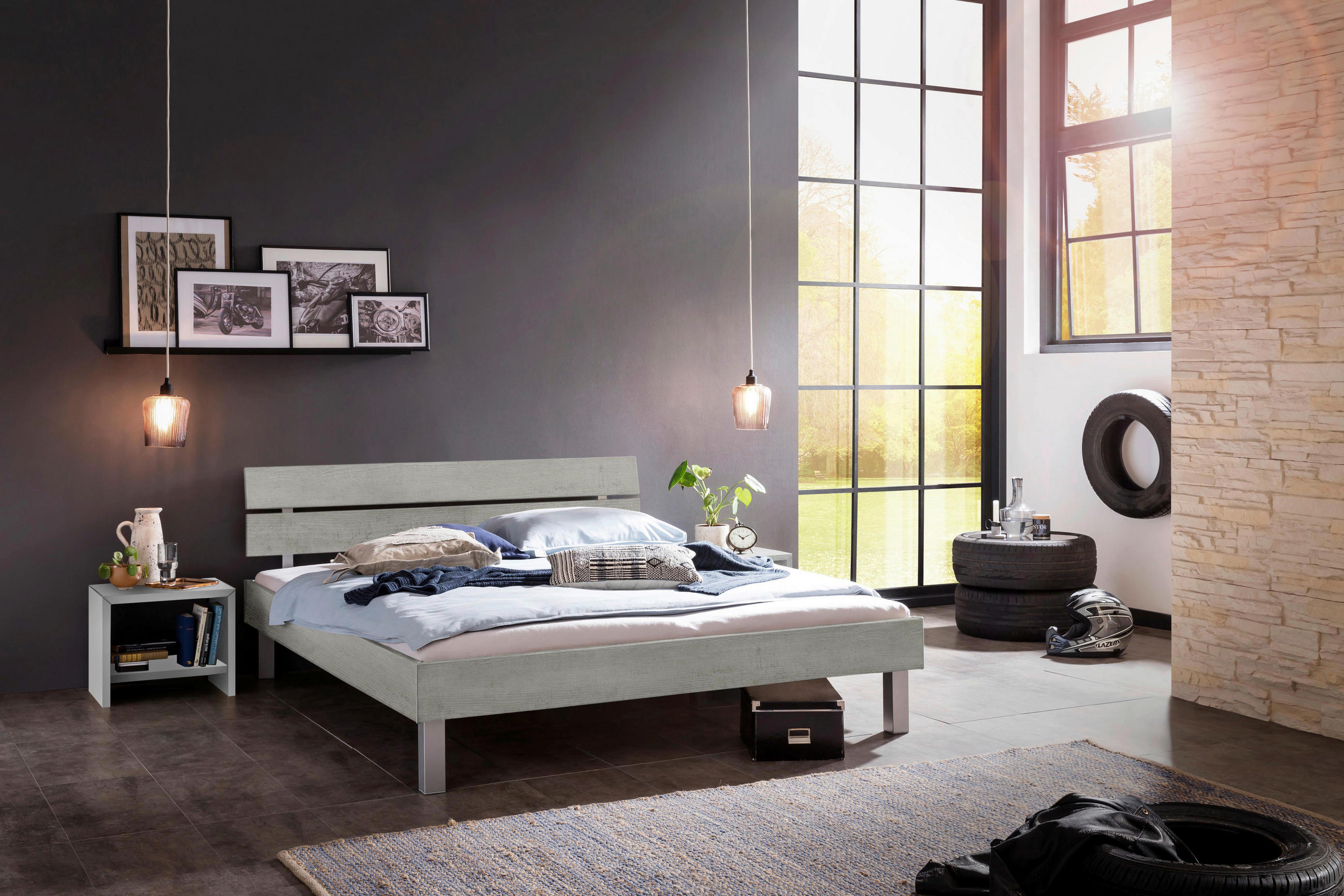 BETT 140/200 cm  in Grau  - Grau, Design, Metall (140/200cm) - Hasena