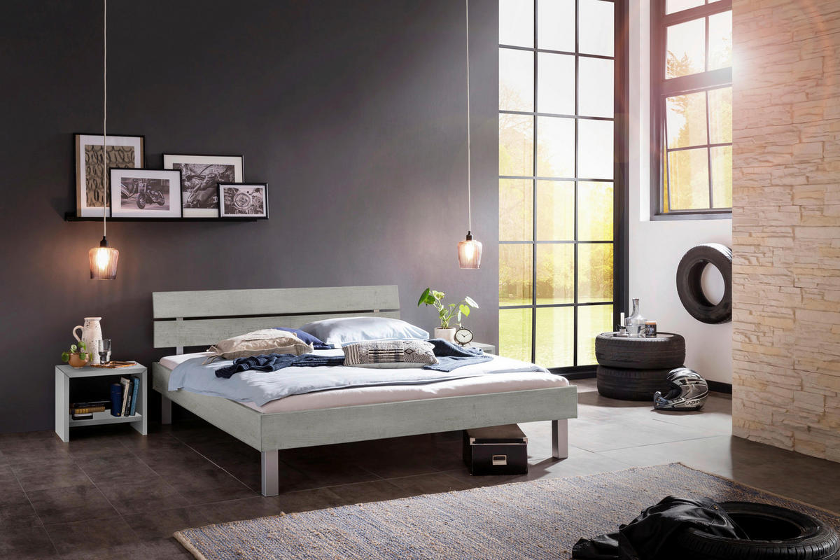 BETT 100/200 cm Grau  - Grau, Design, Metall (100/200cm) - Hasena