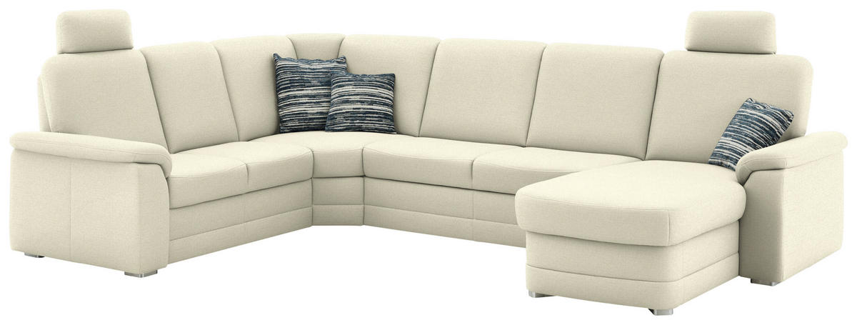 WOHNLANDSCHAFT  in Chenille Beige  - Beige/Alufarben, KONVENTIONELL, Holz/Textil (235/329/160cm) - Beldomo Comfort