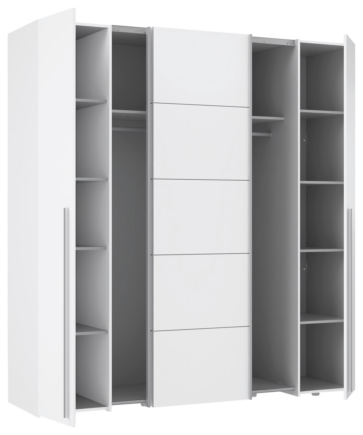 OMARA ZA OBLAČILA, bela  - bela/barve aluminija, Basics, umetna masa/leseni material (200/210/61,2cm) - MID.YOU