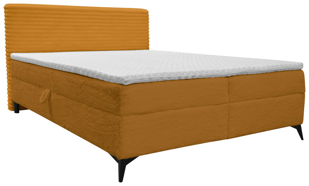 BOXBETT 160/200 cm  Currygelb  - Currygelb/Schwarz, Design, Holz/Holzwerkstoff (160/200cm) - Xora