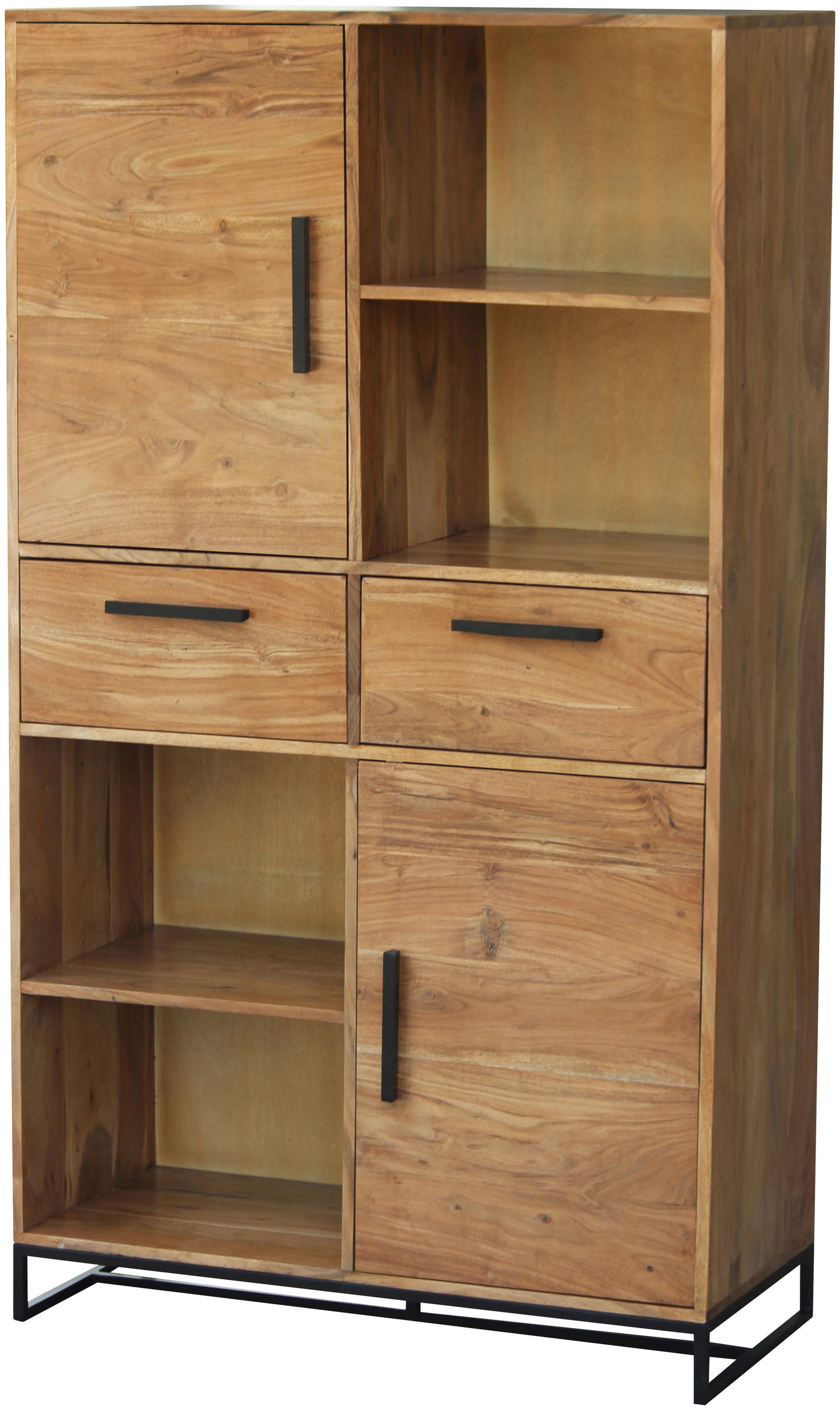 HIGHBOARD  in 90/160/40 cm  - Schwarz/Akaziefarben, Design, Holz/Metall (90/160/40cm) - home24