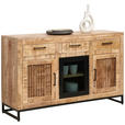 SIDEBOARD 130/80/40 cm  - Schwarz/Naturfarben, ROMANTIK / LANDHAUS, Glas/Holz (130/80/40cm) - Carryhome