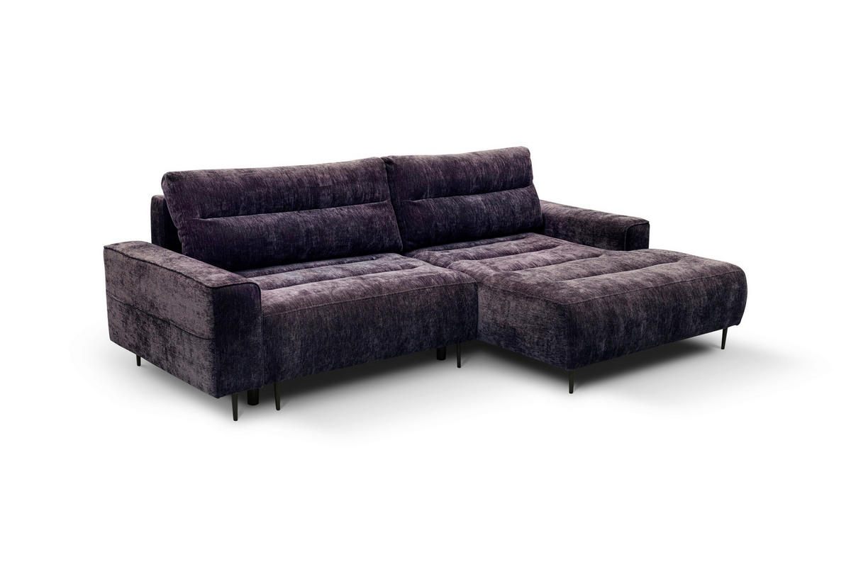 ECKSOFA PABLO Brombeere Struktur Rückenkissen, Bettkasten  - Brombeere/Schwarz, Design, Holz/Textil (260/160cm) - MID.YOU