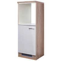 GERÄTEUMBAUSCHRANK 60/169,5/60 cm  in Sonoma Eiche, Weiß Hochglanz  - Edelstahlfarben/Weiß Hochglanz, KONVENTIONELL, Holzwerkstoff/Metall (60/169,5/60cm) - FlexWell