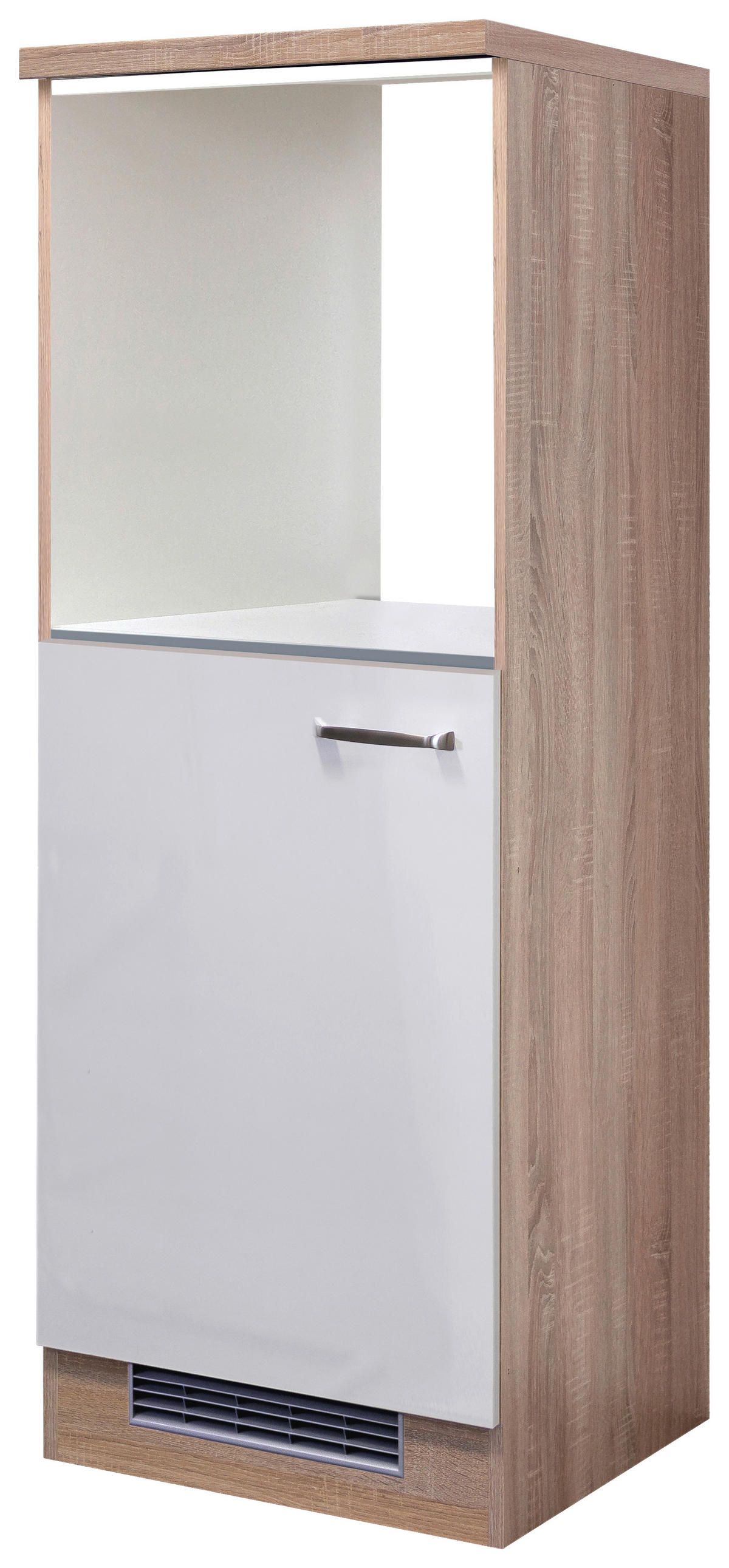 GERÄTEUMBAUSCHRANK 60/169,5/60 cm  in Sonoma Eiche, Weiß Hochglanz  - Edelstahlfarben/Weiß Hochglanz, KONVENTIONELL, Holzwerkstoff/Metall (60/169,5/60cm) - FlexWell