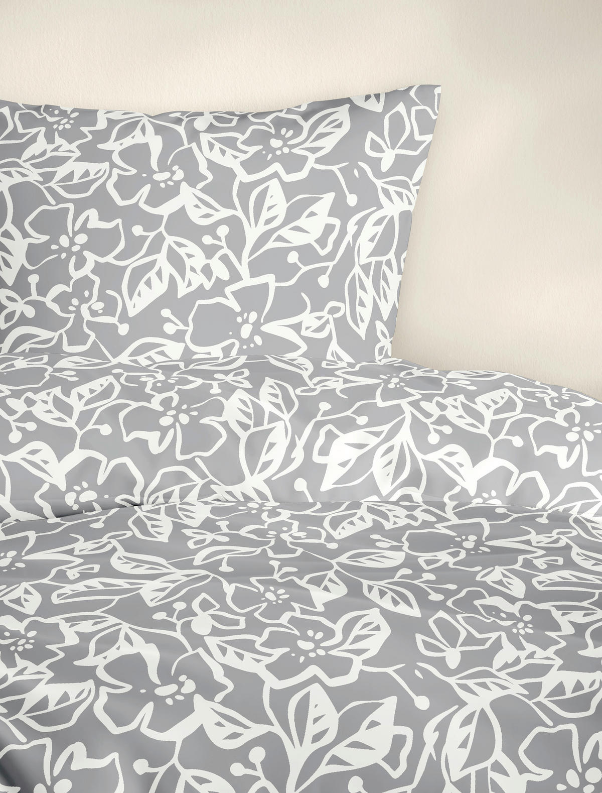 BETTWÄSCHE Makosatin 155/220 cm  - Grauweiß, Design, Textil (155/220cm) - Bierbaum