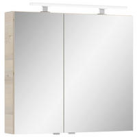 OMARA Z OGLEDALOM 75/70,3/15 cm  - barve kroma/barve hrasta, Konvencionalno, kovina/steklo (75/70,3/15cm) - Sadena