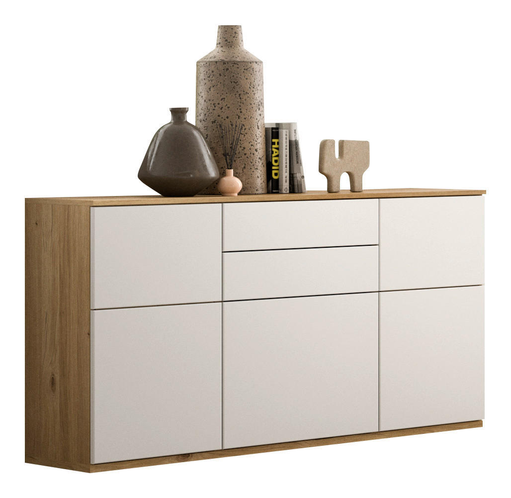 SIDEBOARD Weiß, Eichefarben  150/85/40 cm  - Eichefarben/Schwarz, KONVENTIONELL, Holzwerkstoff/Kunststoff (150/85/40cm) - Venda
