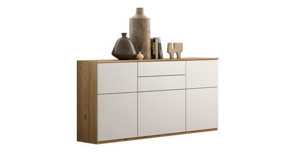 SIDEBOARD Weiß, Eichefarben  150/85/40 cm  - Eichefarben/Schwarz, KONVENTIONELL, Holzwerkstoff/Kunststoff (150/85/40cm) - Venda