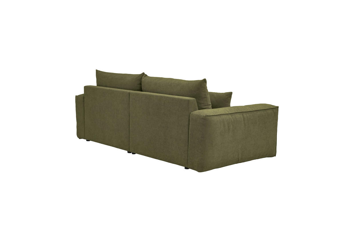 BIGSOFA Chenille Olivgrün  - Schwarz/Olivgrün, MODERN, Kunststoff/Textil (255/76/117cm) - Milino