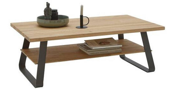 COUCHTISCH Wildeiche massiv Schwarz, Eichefarben 120/70/42,6 cm  - Eichefarben/Schwarz, Natur, Holz/Metall (120/70/42,6cm) - Valnatura