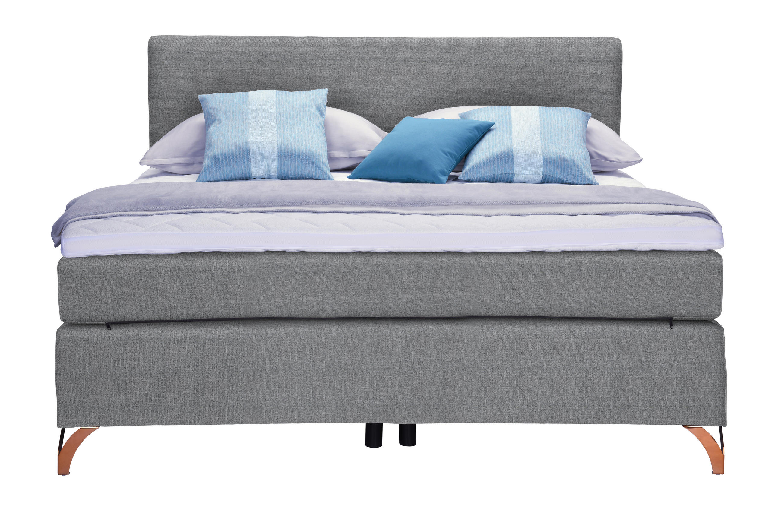 BOXSPRINGBETT 120/200 cm  in Grau  - Grau/Kupferfarben, KONVENTIONELL, Textil/Metall (120/200cm) - Esposa