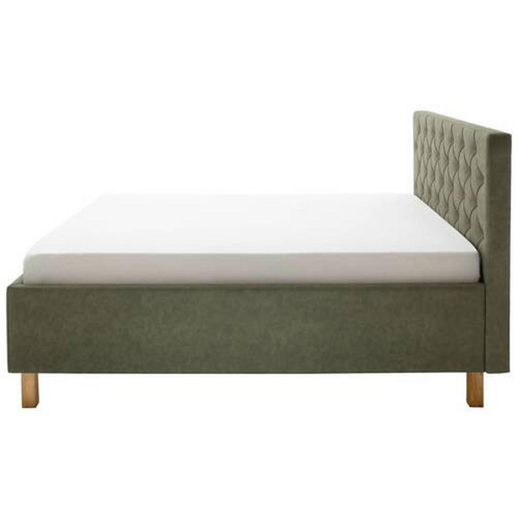 Thumbnail - Xora Polsterbett San Remo, Grün, Holzwerkstoff, Eiche, massiv, H2 + H3, Höhe ca. 20 cm, 180x200 cm, Reach, gepolstertes ...