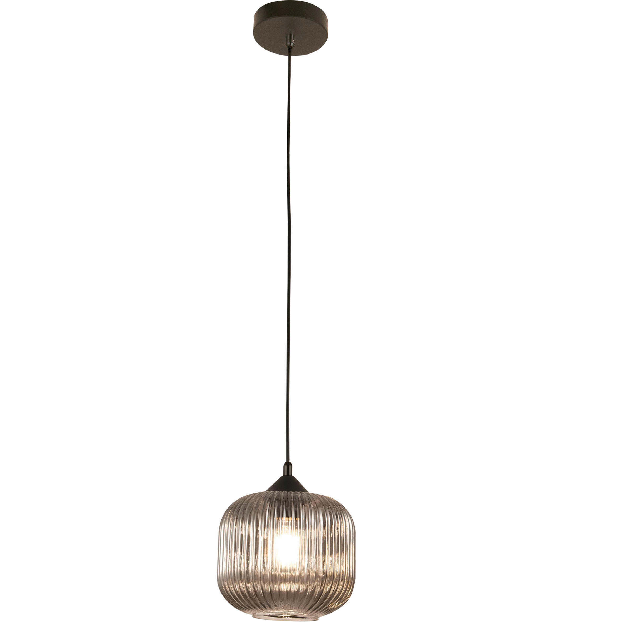 PENDELLEUCHTE Dock 20/200 cm   - Schwarz/Grau, Design, Glas/Metall (20/200cm) - Fabas Luce