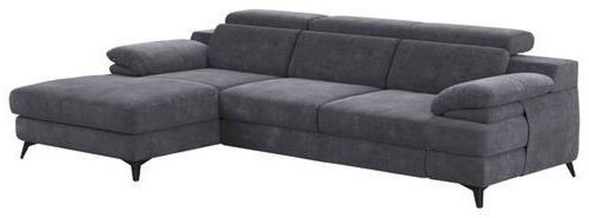 ECKSOFA in Chenille Dunkelgrau   - Dunkelgrau/Schwarz, Design, Textil/Metall (291/80-98/178cm) - Livetastic