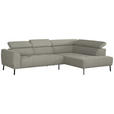 ECKSOFA in Struktur Greige  280/205 cm  - Greige/Schwarz, Design, Textil/Metall (280/205cm) - Xora