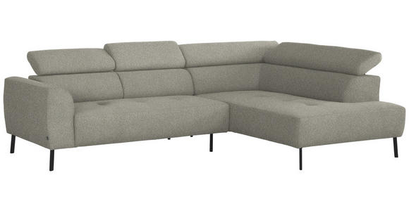 ECKSOFA in Struktur Greige  280/205 cm  - Greige/Schwarz, Design, Textil/Metall (280/205cm) - Xora