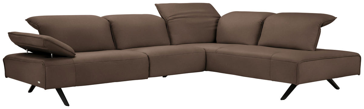 ECKSOFA  in Echtleder Braun  290/230 cm  - Anthrazit/Braun, Design, Leder/Metall (290/230cm) - Johann Jakob