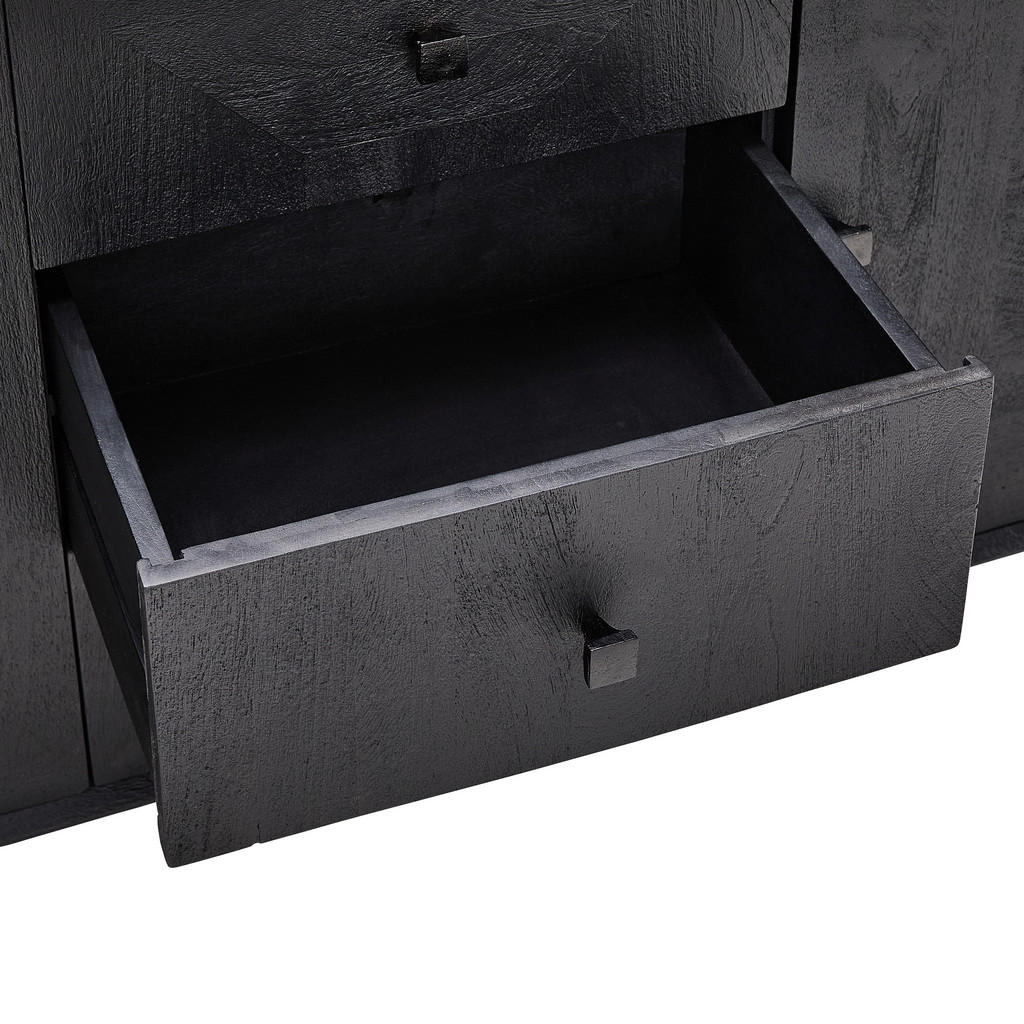 Thumbnail - Livetastic Sideboard, Schwarz, Metall, Mangoholz, Holz, 2 Fächer, 3 Schubladen, 180x80x40 cm, Typenauswahl, Holzmöbel, K...