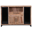 SIDEBOARD  in 160/110/43 cm  - Schwarz/Naturfarben, LIFESTYLE, Glas/Holz (160/110/43cm) - Landscape