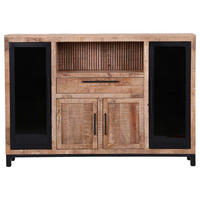 SIDEBOARD  in 160/110/43 cm  - Schwarz/Naturfarben, LIFESTYLE, Glas/Holz (160/110/43cm) - Landscape