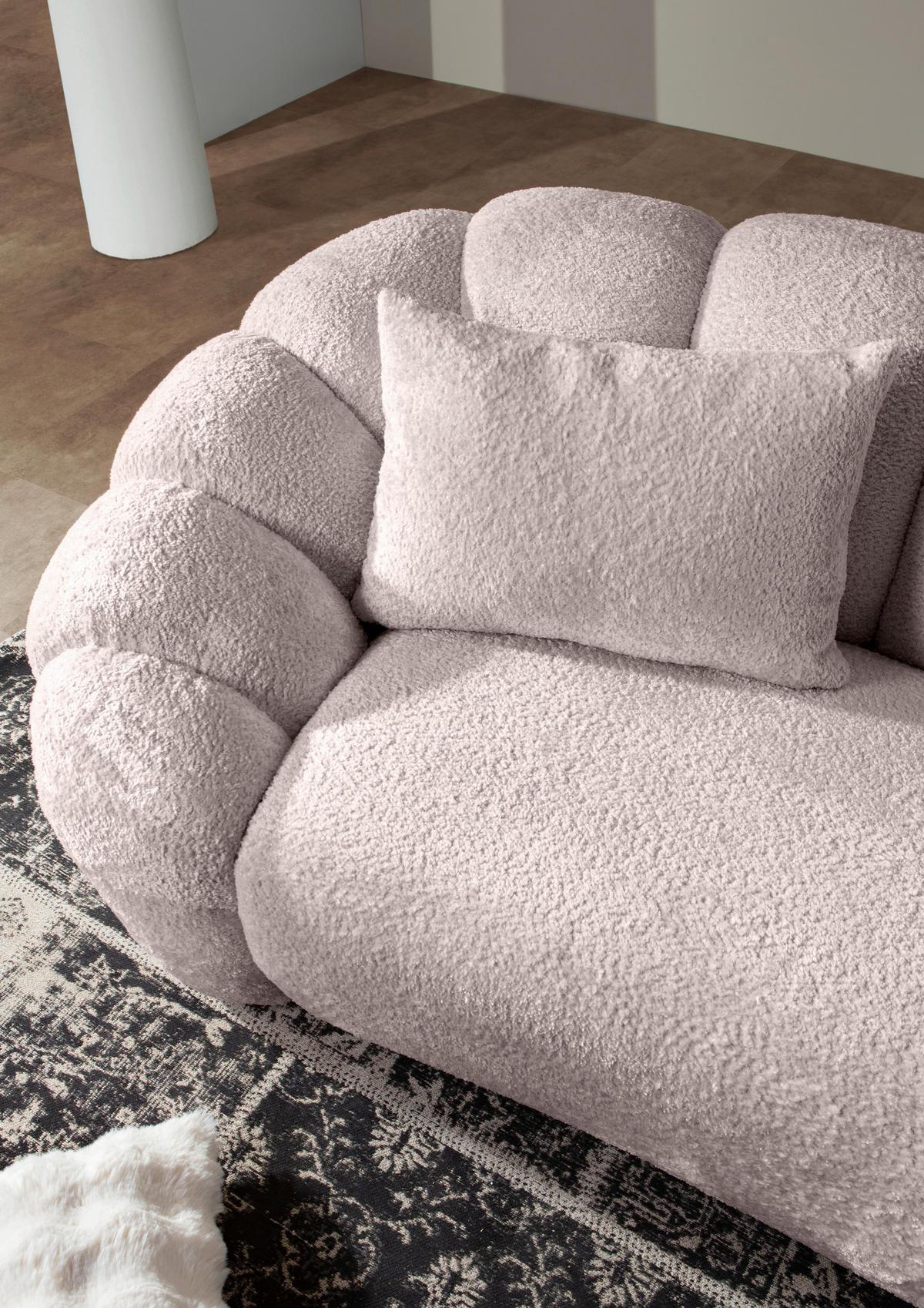 BIGSOFA in Chenille Rosa  - Schwarz/Rosa, KONVENTIONELL, Kunststoff/Textil (248/78/112cm) - Carryhome