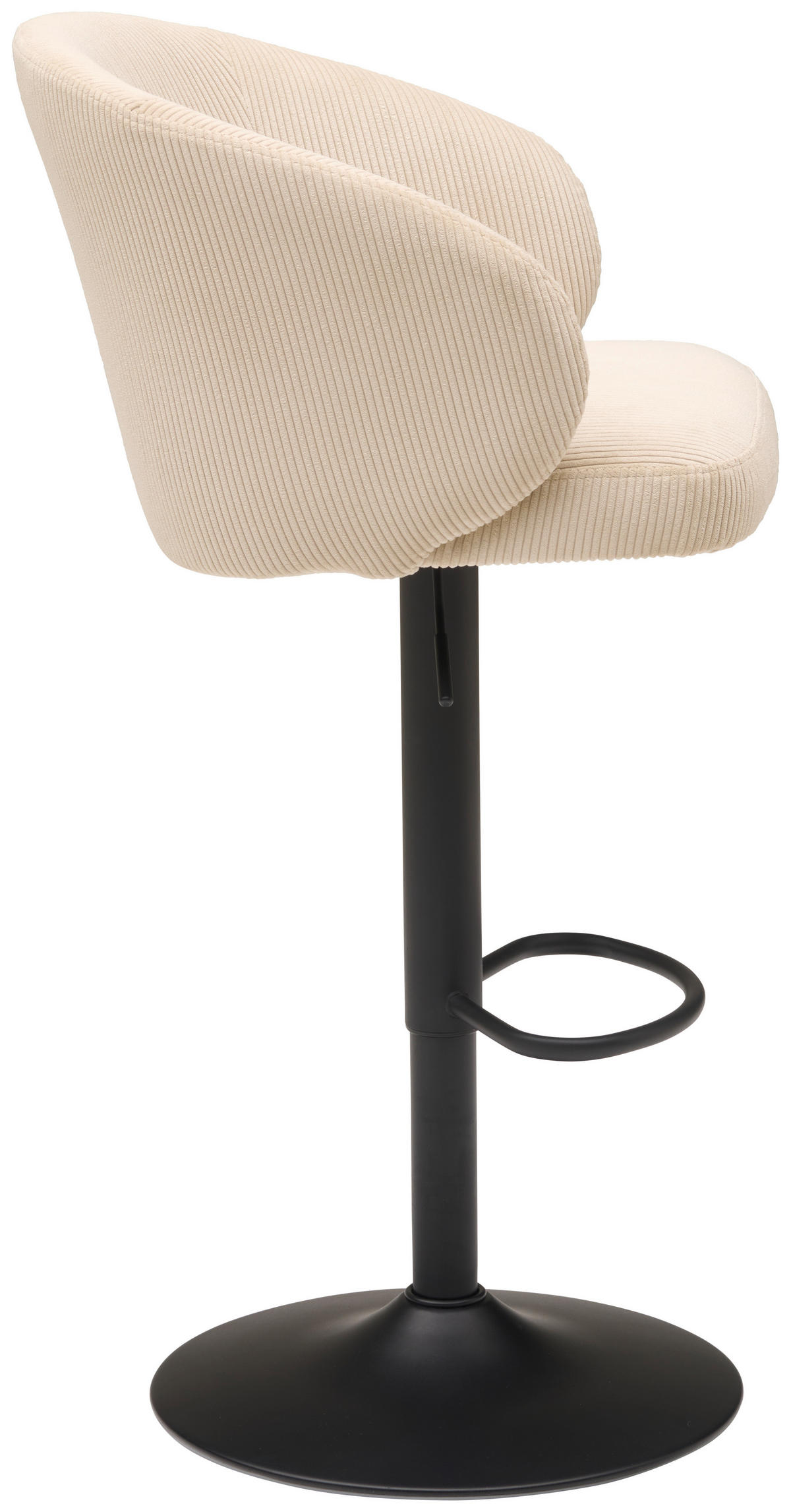 BARHOCKER Cord Schwarz, Beige Eisen  - Beige/Schwarz, KONVENTIONELL, Textil/Metall (54/91-112/52cm) - MID.YOU
