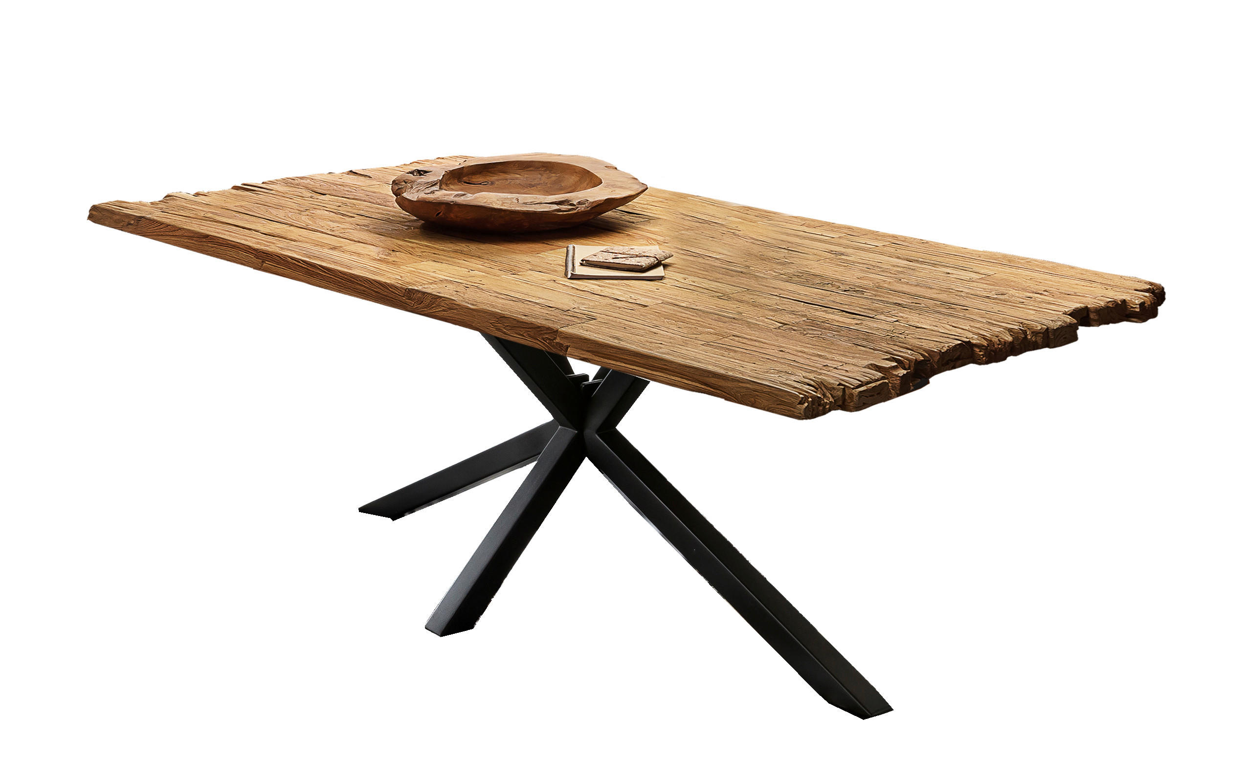 ESSTISCH 240/100/79 cm Echtholz  Holz, Metall rechteckig Naturfarben, Schwarz  - Schwarz/Naturfarben, MODERN, Holz/Metall (240/100/79cm) - MID.YOU