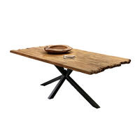 ESSTISCH 240/100/79 cm Echtholz  Holz, Metall rechteckig Naturfarben, Schwarz  - Schwarz/Naturfarben, MODERN, Holz/Metall (240/100/79cm) - MID.YOU