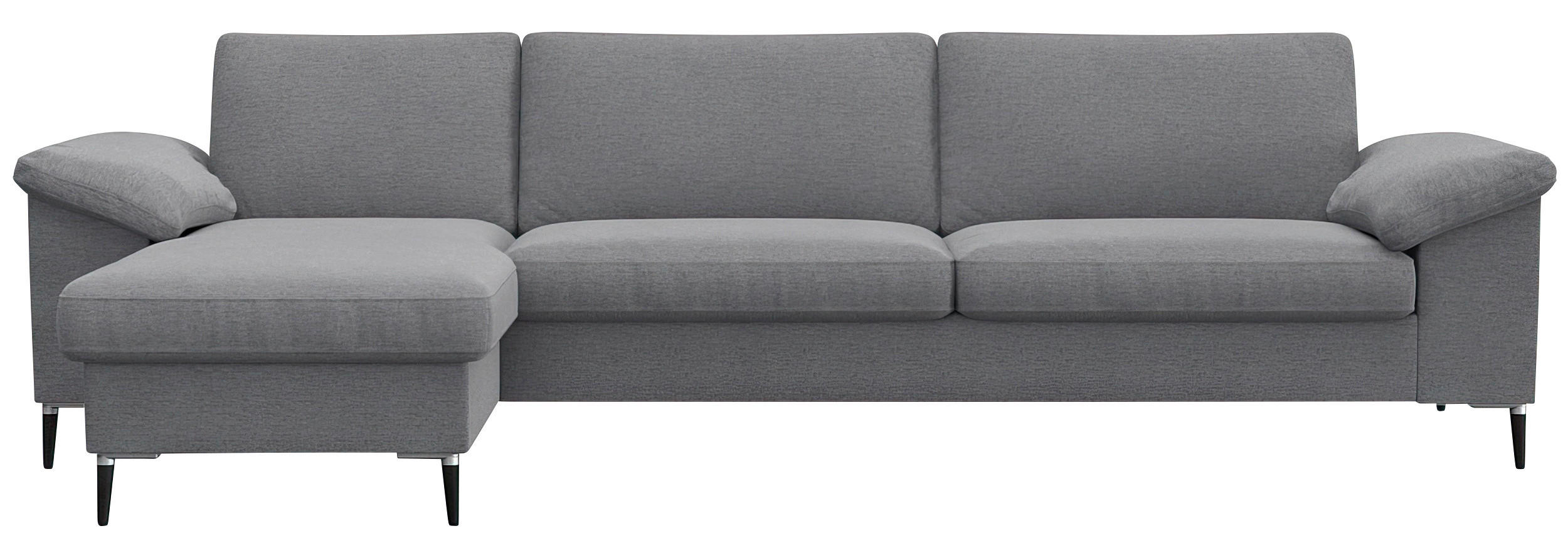ECKSOFA Grau Flachgewebe  - Alufarben/Schwarz, Design, Textil/Metall (159/274cm) - Livetastic