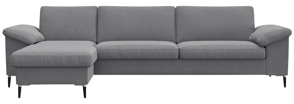 ECKSOFA Grau Flachgewebe  - Alufarben/Schwarz, Design, Textil/Metall (159/274cm) - Livetastic