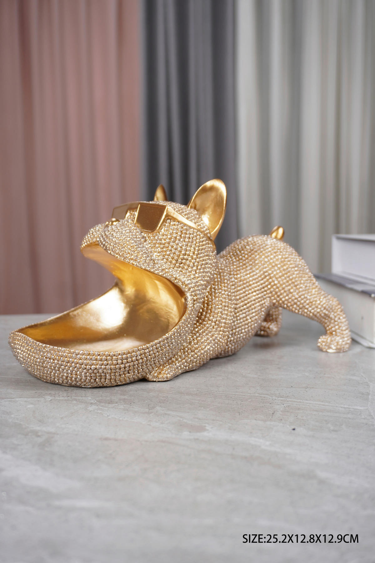 DEKOR ÁLLATFIGURA - aranyszínű, Basics, műanyag (26/13/13cm)