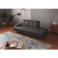 RÉCAMIERE in Echtleder Mokka  - Schwarz/Mokka, Konventionell, Leder/Metall (231/90/122cm) - Sit & More
