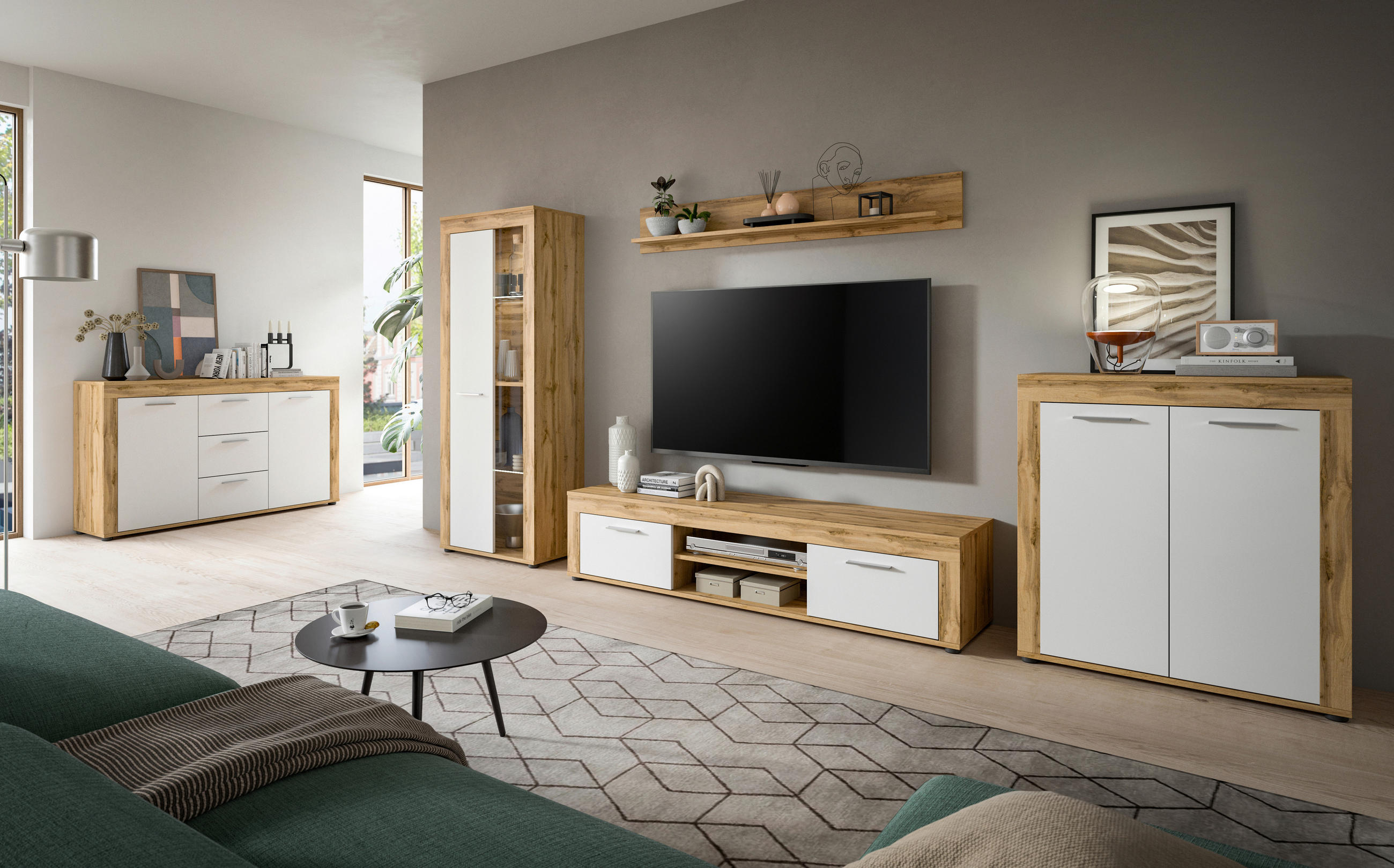 SIDEBOARD JAM  in 125/80/35 cm  - Silberfarben/Eiche Wotan, Design, Holzwerkstoff/Kunststoff (125/80/35cm) - MID.YOU