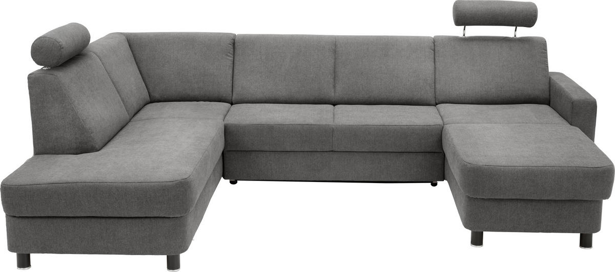 WOHNLANDSCHAFT in Webstoff Dunkelgrau  - Dunkelgrau/Schwarz, Design, Holz/Textil (198/296/165cm) - Xora