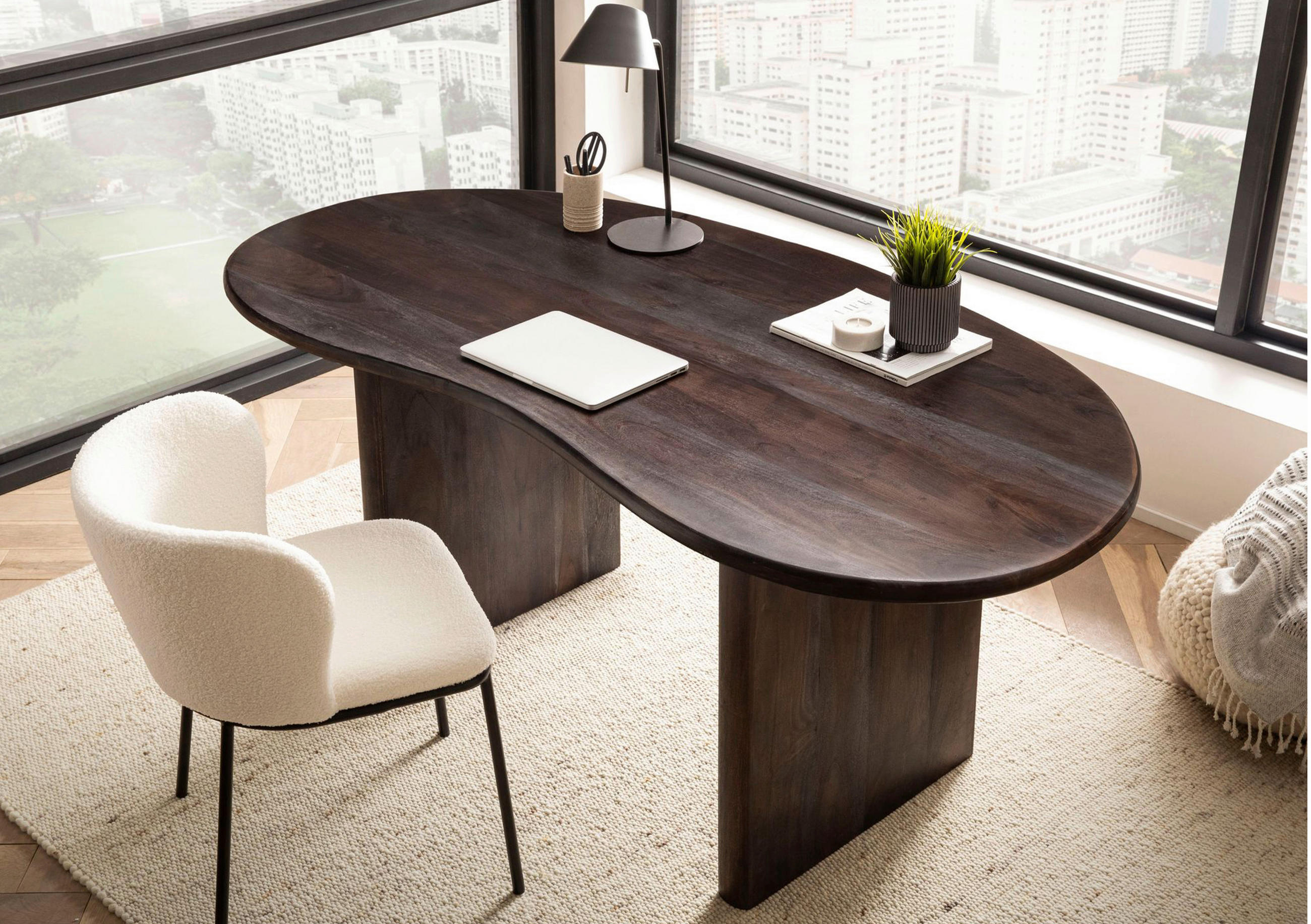 PSACÍ STŮL, tmavě hnědá, 180/90/75 cm - tmavě hnědá, Design, dřevo (180/90/75cm) - MID.YOU