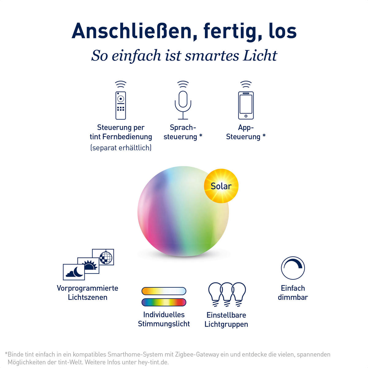 SOLARLEUCHTE  - Multicolor, Basics, Kunststoff (35cm) - Tint