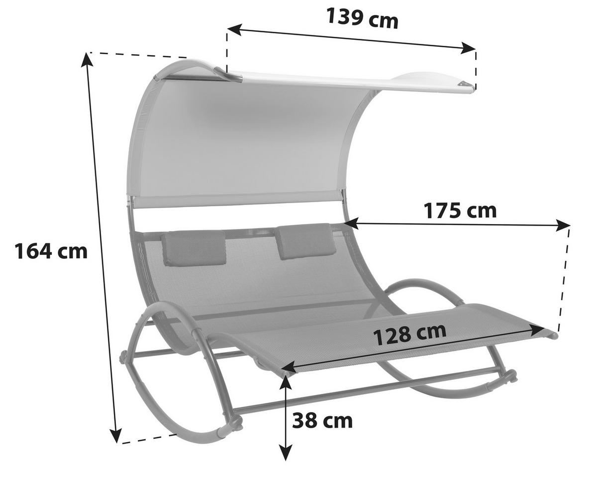 Sezlong Tip Balansoar Havana 139/167/178 cm  - gri deschis/negru, Modern, metal/textil (139/167/178cm) - Amatio